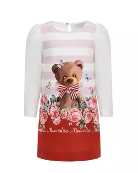 Платье с принтом "мишка с бантом" Monnalisa детское