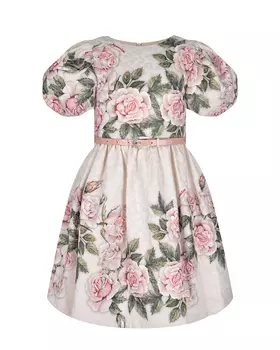 Платье с принтом "розы" и стразами на ремешке Monnalisa детское