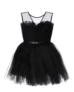 Платье с пышной юбкой и прозрачным верхом, черное Sasha Kim