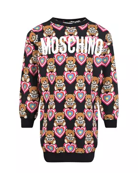 Платье со сплошным принтом "мишки и сердечки" Moschino детское