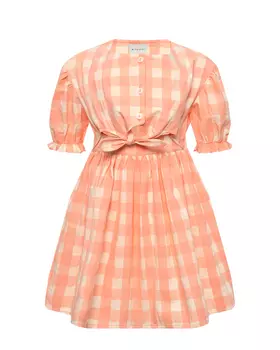 Платье в клетку кораллового цвета Mipounet
