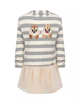 Платье в полоску с принтом "Чип и Дейл" Monnalisa детское