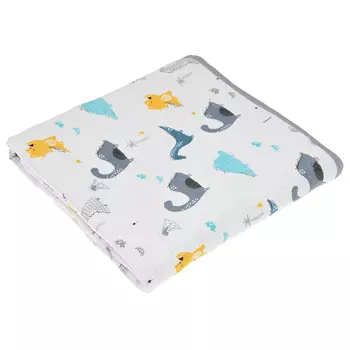 Плед из муслина с принтом "динозавры", 120х120 см Jan&Sofie детский