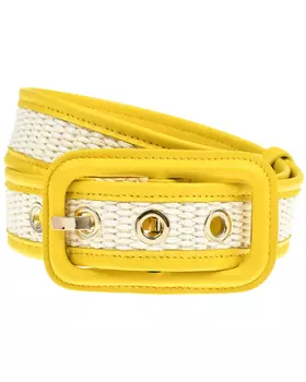 Плетеный ремень с окантовкой из кожи, желтый SHADE