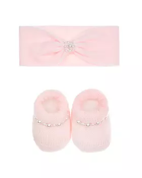 Подарочный набор: повязк и пинетки, розовый La Perla детский