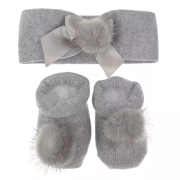 Подарочный набор: повязка и пинетки, серый Story Loris детский