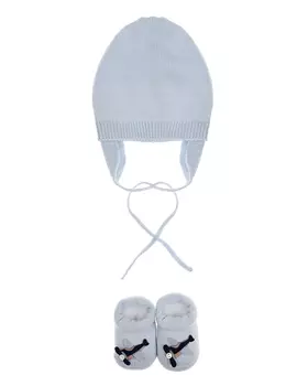 Подарочный набор: шапка и пинетки голубого цвета Story Loris детский