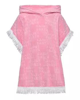 Пончо Terry с капюшоном и бахромой, розовое Saint Barth