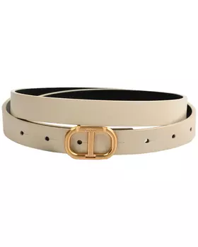 Ремень тонкий с пряжкой - логотипом, бежевый TWINSET