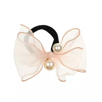 Резинка для волос бант с жемчугом, розовая Tais