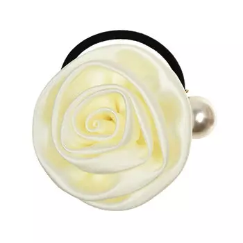 Резинка для волос из шелка белая роза с жемчугом Tais