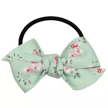 Резинка для волос с бантиком в цветочек, зеленая Tais