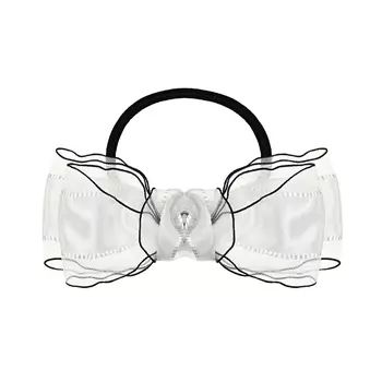 Резинка для волос с бантом из органзы c черной каймой, белая Tais