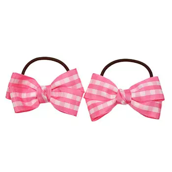 Резинка для волос с розовым бантиком в клетку, 2 шт Tais