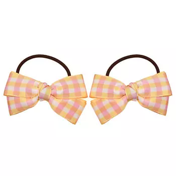 Резинка для волос с желтым бантиком в клетку, 2 шт Tais