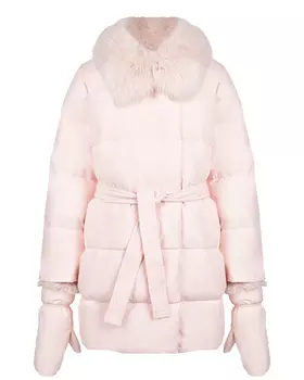Розовая куртка с варежками Yves Salomon