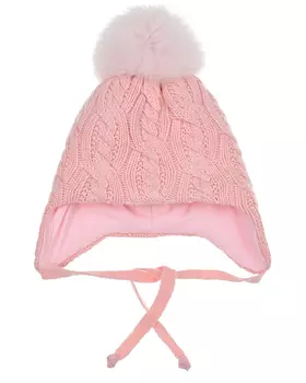 Розовая шапка с белым помпоном Chobi детская