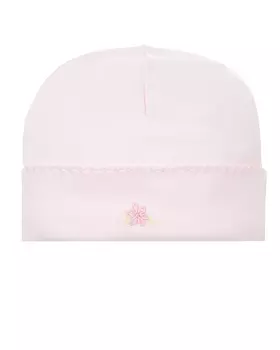 Розовая шапка с цветочной вышивкой Lyda Baby детская