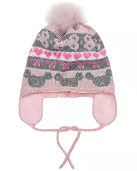 Розовая шапка с флисовым помпоном Catya детская
