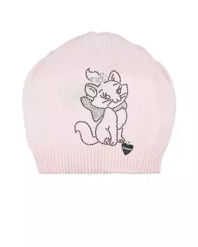 Розовая шапка с кошкой из стразов Il Trenino