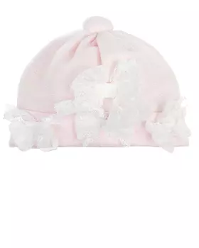 Розовая шапка с кружевными бантами Aletta детская
