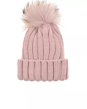 Розовая шапка с меховым помпоном Catya детская