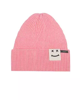 Розовая шапка с нашивкой "смайл" Il Trenino