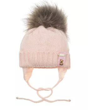 Розовая шапка с нашивой "мишка" Il Trenino детская