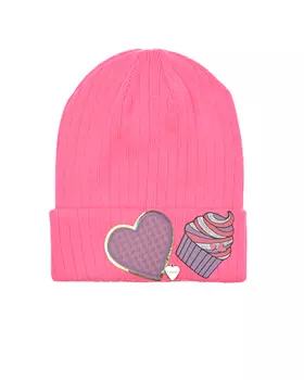 Розовая шапка с патчами Il Trenino детская