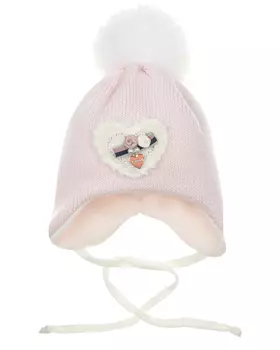 Розовая шапка с патчем в форме сердца Il Trenino детская