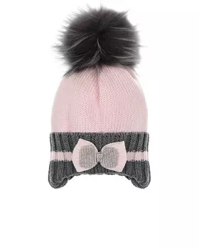 Розовая шапка с серым отворотом Joli Bebe детская