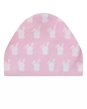 Розовая шапка с узором "зайцы" Chobi