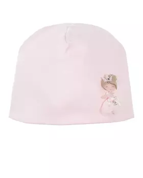 Розовая шапка с вышивкой La Perla детская