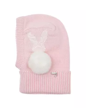 Розовая шапка-шлем с декором "заяц" Il Trenino детская