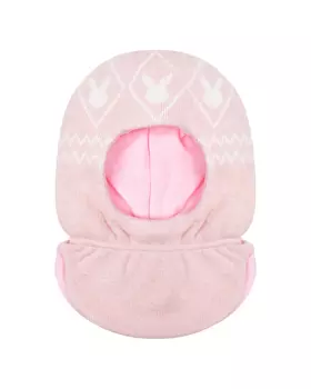 Розовая шапка-шлем с принтом "белые зайцы" Chobi детская