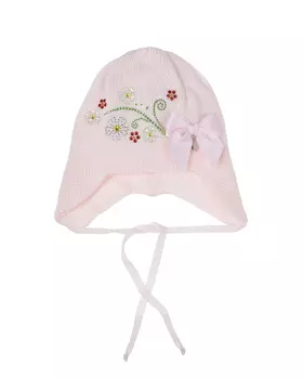 Розовая шапка со стразами и бантом Il Trenino