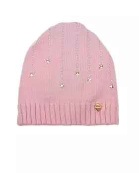 Розовая шапка со стразами и звездами Il Trenino детская