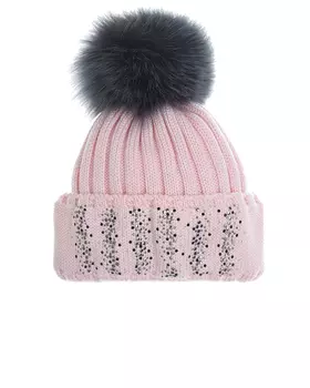 Розовая шапка со стразами Joli Bebe детская
