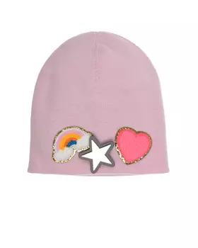 Розовая шапка со значком "радуга" Regina детская