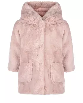 Розовая шуба из эко-меха Monnalisa детская