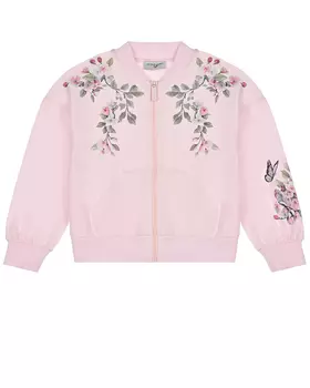 Розовая спортивная куртка с цветочным принтом Monnalisa детская