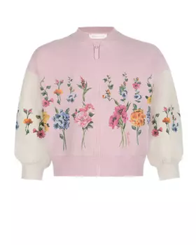 Розовая спортивная куртка с цветочным принтом Monnalisa детская