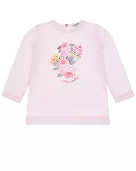 Розовая толстовка с цветочным принтом Monnalisa детская