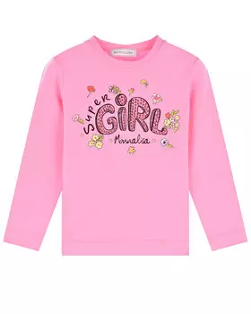 Розовая толстовка с принтом "Super Girl" Monnalisa детская
