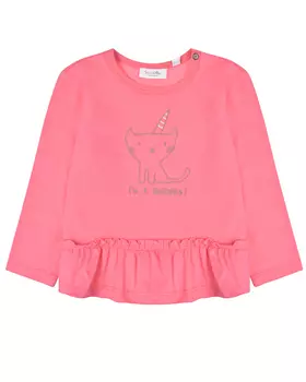 Розовая толстовка с вышивкой "кот-единорог" Sanetta Kidswear