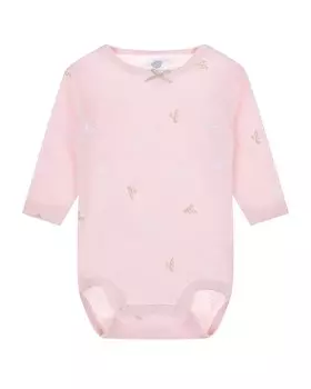 Розовое боди с атласным бантиком Sanetta детское