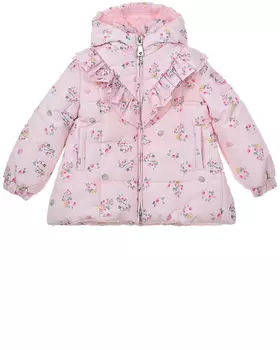 Розовое пальто с рюшами Monnalisa детское
