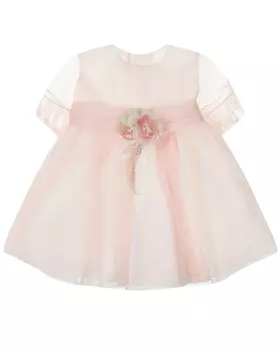 Розовое платье с цветочной аппликацией Amaya