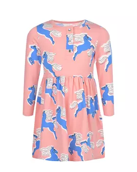 Розовое платье с принтом "лошади" Mini Rodini детское