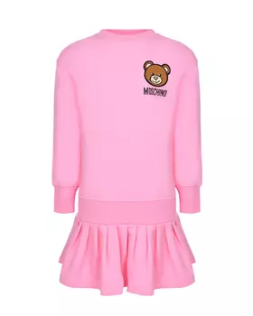 Розовое платье с принтом "медвежонок" Moschino детское